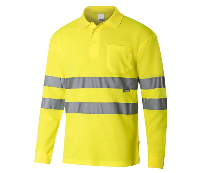 POLO COTON/POLYESTER À MACHES LONGUES HAUTE VISIBILITÉ